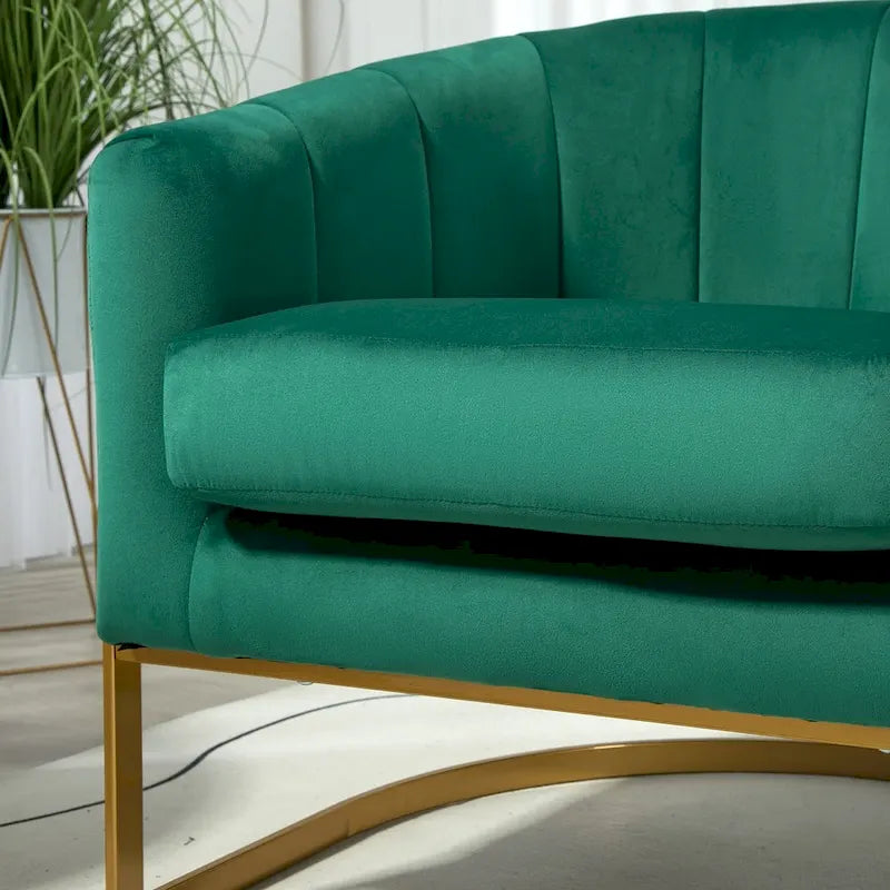 Samt-Sessel mit goldfarbenem Metallrahmen