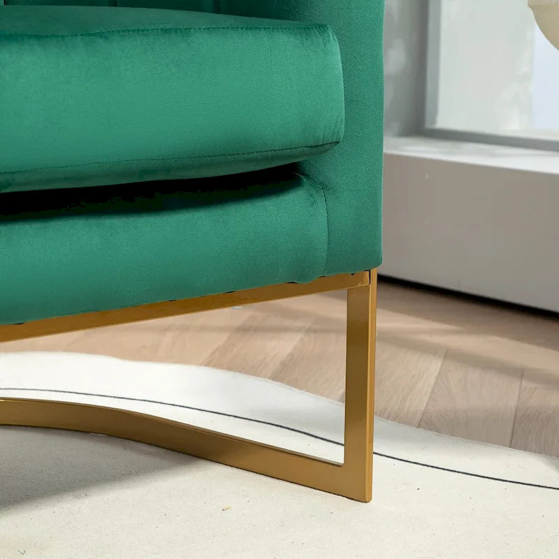 Samt-Sessel mit goldfarbenem Metallrahmen