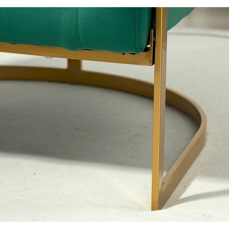 Samt-Sessel mit goldfarbenem Metallrahmen