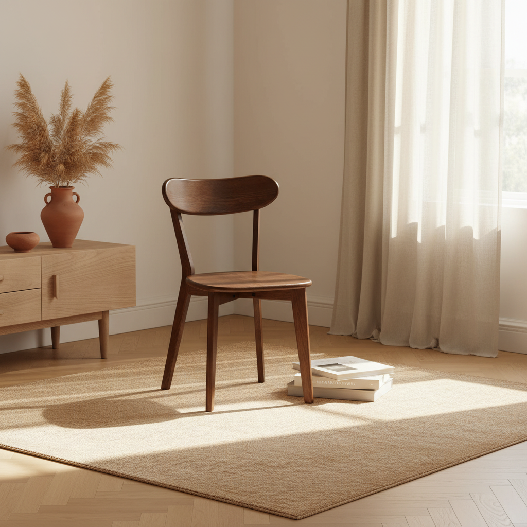 Solid Oak Dining Chair in Minimalist Interior